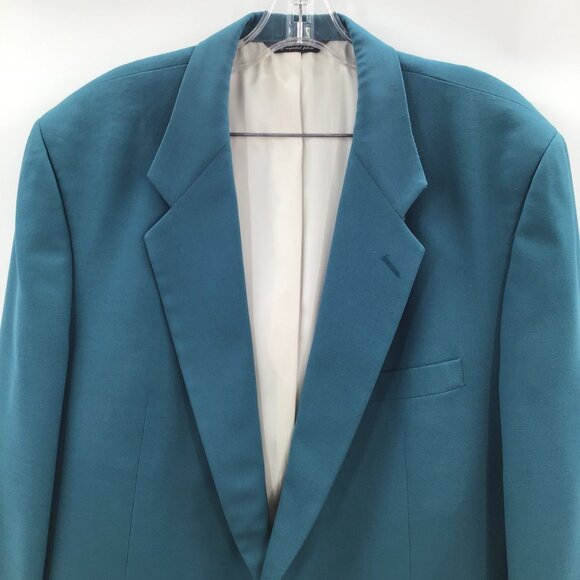 Vintage 46L Men's Teal Blue Blazer Jacket Vented Single Breasted Fully Lined - Picture 3 of 13